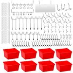 Frcctre 150 Pcs Pegboard Hooks Assortment with Metal Hooks Sets, Pegboard Accessories Organizer Kit with Pegboard Bins for Organizing Various Tools