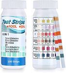 Hot Tub Test Strips, 100Pcs Water Tester Strips, 6 in 1 Swimming Pool Spa PH Test Strips Kit, Rapid Accurate Measurement of PH Testing, Alkalinity, Free Chlorine Bromine, Cyanuric Acid
