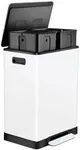 ToiletTree Products White Stainless Steel Step Trash Can - 16 Gallon Garbage Bin with Soft Close Lid - Dual Compartment Waste Can with 30 Liters Capacity in Each - Recycling Bin
