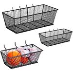 Photect Pegboard Wire Baskets Pegboard Accessories Hanging Pegboard Wall Organizer 3 Sizes Pegboard Bins Basket Home Garage Multi Fit Basket for Slatwall (Black, 3 Pcs)