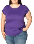 Urban Classics Women's Ladies Extended Shoulder Tee Basic Capsleeves, Shortsleeve T-Shirt Top with Crew Neck, Violet (Ultraviolett 01459), XXL