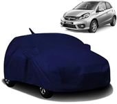 V VINTON® Car Body Cover All Accessories Waterproof Compatible for Honda Brio with Mirror Pocket Uv Dust Proof Protects from Rain and Sunlight | Navy