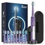Rechargeable Electric Toothbrush for Adults and Teens - Sonic Electric Toothbrushes with 8 Dupont Brush Heads,High Power Electric Toothbrush with Travel Case, 3 Hours Charge Use for 120 Days - Purple