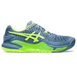 ASICS Men's Gel-Resolution 9 Tennis Shoes, 8.5, Steel Blue/Hazard Green