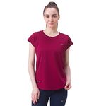 berge' Ladies Jacquard Polyester Dry Fit Textured Western Shirts & Tshirts for Women, Quick Drying & Breathable Fabric, Gym Wear Tees & Workout Tops|Running Tshirts for Womens (Maroon Colour)