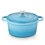 vancasso Enameled Cast Iron Dutch Oven,6 qt Dutch Oven Pot with Lid, Round Dutch Oven Cast Iron Pot with Non Stick Enamel Coating for Bread Baking, Graduated Blue Dutch Oven for Kitchen