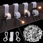 Vikdio 30 Pcs Gutter Hooks for Hanging Christmas Lights, Holiday Lights Clips Mount to Shingles, Gutter Clips for Securing Outdoor Icicle Lights on Christmas Halloween Home Garden Decor