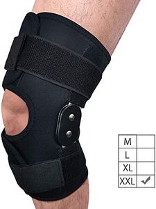 FunCee Hinged Knee Brace, 4 Available Sizes Adjustable Compression Wrap for Left&Right Leg, Knee Support for ACL, Tendon, Ligament & Meniscus Injuries, Sports in Gym Basketball Running Football (XXL)