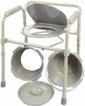 Healthline Trading Commode Chair Folding Bedside Commode Seat with Commode Bucket and Splash Guard