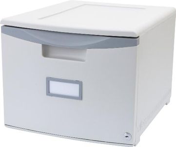 Storex Single Drawer Mini File Cabinet with Lock, Legal/Letter, Gray (61251A01C)