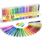 Shuttle Art 24 Colours Gel Crayons for Toddlers, Non-Toxic Twistable Crayons Set for Kids Children Colouring, Crayon-Pastel-Watercolour Effect, Ideal for Paper