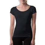 The Thompson Tee Women's Sweatproof Undershirt | Cotton Scoop Neck T-Shirt with Underarm Sweat Pads | Original Fit | Aluminum-Free Alternative | Black | X-Small