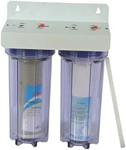 RiverSoft 2-Stage Pre-Filter System with Inbuilt Mounting Clamp | PP Spun Cartridge and CTO Cartridge | Inline/Under-Sink Filter (Transparent Housing, 1-Inch Inlet/Outlet, PP)