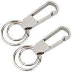 Keychain, Wisdompro 2 Pack Heavy Duty Stainless Steel Key-Clips with Belt Hook