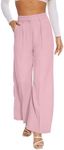 FUNYYZO Women Suit Pants Wide Leg Pants High Elastic Waisted in The Back Business Work Trousers Long Straight Pink