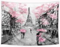 Riyidecor Pink Paris Eiffel Tower Tapestry for Living Room Wall Decor 60Hx80W Inch Paris Theme Backdrop Wall Hanging for Girls Women Vintage Romantic French Scenery Lover Couple Home Bedroom WW-PAVT