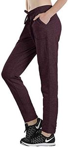 icyzone Sweatpants for Women - Active Joggers Athletic Yoga Lounge Pants with Pockets (S, Burgundy)