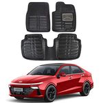 DS ENTERPRISE Thermoplastic 4D Car Floor Foot Mat Compatible for Hyundai Verna 2023 and above Models (Black) -Pack of 3