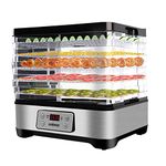 Food Dehydrator, CUSIMAX Electric Dryer Dehydrators Machine with Digital Timer & Temperature Control for Beef Jerky Fruits Meat Herbs Vegetables, 5 BPA-Free Trays, Overheat Protection