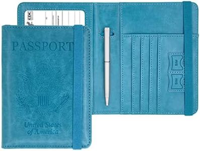 YIXXI Passport and Vaccine Card Holder Combo,Leather Rfid Blocking Passport Id Organize Travel Wallet Cover Case with Vaccine Card Slot Passport Protectors Book for Girls Women Men(Blue)