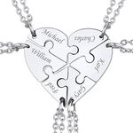 Customized Heart Name Necklace Sister Cousin Jewelry Stainless Steel Love Heart Puzzle Necklace Women