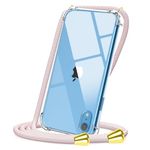 CAROKI Crossbody Case for Apple iPhone XR,Necklace Mobile Phone Cover with Cord Strap for iPhone XR,Clear Transparent TPU Soft iPhone XR Cover Holder with Neck Cord Lanyard Strap-Rose Gold