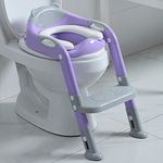 Potty Training Seat Ladder Girls,Toddlers Potty Training Toilet Seat Boys,Kids Potty Seat Potty Chair with Step Stool Fedicelly（Gray/Purple）