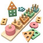 OSLINE Montessori Wooden Shape Sorter Stacking Toys for Toddlers,Kids Preschool Educational Learning Toys,Colour Sorting Puzzles Toys,Birthday Gifts for Kids Boys Girls Presents