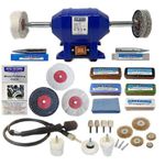 Bench Grinder Metal Polisher 6" 250W with 4" Deluxe Metal Polishing Kit Pro-Max