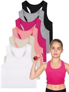 Geyoga 6 Pieces Girls Dance Tank Top Racerback Crop Tank Top Sleeveless Dance Top for Ballet Gymnastics Dancewear, Stylish Color, 9-10 Years