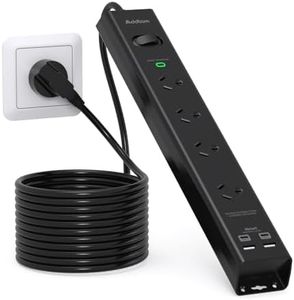 Addtam Power Board with Surge Protector, 4 Widely Outlets with 4 USB Ports(2 USB C), Powerboard with 1.8M Extension Power Cord, 900J Surge Protection, Home Office Accessories, Black