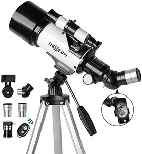 Telescope for Kids & Adults - 70mm Aperture 500mm AZ Mount Fully Multi-Coated Optics Astronomical refracting Portable Telescopes, with Tripod Phone Adapter, Carrying Bag, Remote Control White