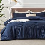 Bedsure California King Comforter Set - Navy Comforter Cal King Size, Soft Bedding for All Seasons, Cationic Dyed Bedding Set, 3 Pieces, 1 Comforter (104"x96") and 2 Pillow Shams (20"x36"+2")