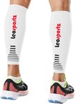 Leosportz Calf Support Shin Brace Support - Shin Splints Compression Sleeves for Men & Women | Leg Compression for sports Gym Running Cycling Jogging Workout Pain Relief Injury (White, L)