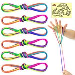 SONGTIY 6PCS Cats Cradle String, 65 Inch Long Rainbow Colourful Finger Rope, Chinese Finger String Games Toy for Kids, Adults, Children's Day, with A Sand Painting