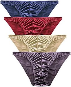 Barbra Lingerie Mens Satin Bikini Briefs Panties S to 3XL Silky Sexy Mens Underwear Multi Pack, 4 Pack-fire, Medium