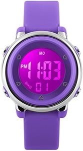 RSVOM Kids Digital Sports Watches - Girls 5 ATM Waterproof Sport Watch with Alarm Stopwatch, Wrist Watches with 7 LED Backlight for Children