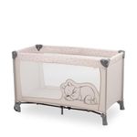 hauck Dream N Play GO, Disney Pooh Rainbow Beige - Travel Cot with Travel Bag for Babies and Toddlers, Lightweight, Fast and Compact Folding, 120cm x 60cm, from Birth up to 15 kg