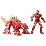 Marvel Mech Strike Mechasaurs, 4-Inch Iron Man with Iron Stomper Mechasaur Action Figures, Super Hero Toys for Kids Ages 4 and Up