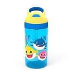 Zak Designs Baby Shark Kids Water Bottle with Straw and Built in Carrying Loop Made of Durable Plastic, Leak-Proof Design (16 oz (BBSA-T381)