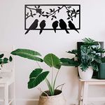 METSY Metal Wall Art Family of Birds Wall Hanging for Living room Bedroom Hall Laser Cut Black Powder Coated,Metal Wall Hangings for Home Decoration(480x900mm)