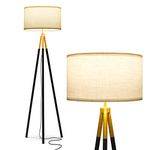 Brightech Levi LED Floor Lamp, Great Living Room/Farmhouse Décor, Black-and-Gold Tripod Lamp for Living Rooms & Offices, Tall Lamp with LED Bulbs, Standing Lamp for Bedroom Reading