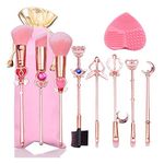 Makeup Brushes 9 PCs Sailor Moon Golden Magic Girl Makeup Brushes Set Premium Synthetic Foundation Brush Blending Face Powder Blush Concealers Eye Shadows Make Up Brushes Kit