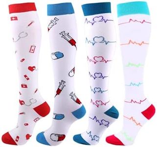 Cheeroyal 4 pares de calcetines de compresión de 20 a 30 mmHg para hombres/mujeres recuperación enfermeras correr maternidad vuelo viaje médico deporte, 4 pares-5, S/M