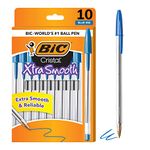 BIC Cristal Ball Pens Stick Medium Point, 10-Pack, Blue