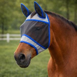 Stylish Horse Fly Mask with Ears – Soft, Breathable Mesh, UV Protection, Fun Floral Print for Year-Round Comfort and Protection.