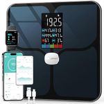 Body Fat Scale, ABLEGRID Digital Smart Bathroom Scale for Body Weight, Large LCD Display Screen, 16 Body Composition Metrics BMI, Water Weigh, Heart Rate, Baby Mode, 400lb, Rechargeable