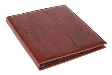 Brown Faux Leather Family Photo Album with Embossed Tree – Holds 500 4x6 Photographs