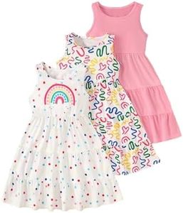 Jolyshlid Girls 3 Packs Summer Sleeveless A-Line Tiered Dress 5-6Y
