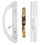 Lengtimo Sliding Door Lock with Mortise Lock (No Key), Patio Sliding Door Handle Reversible Design, Sliding Glass Door Lock Fits 3-15/16" Hole Spacing White